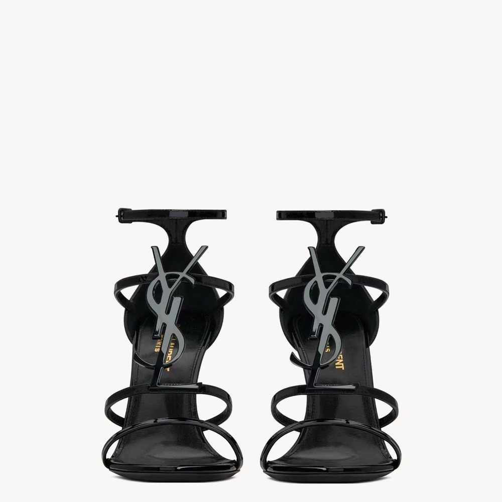 Yves Saint Laurent Black Strappy Logo Heels